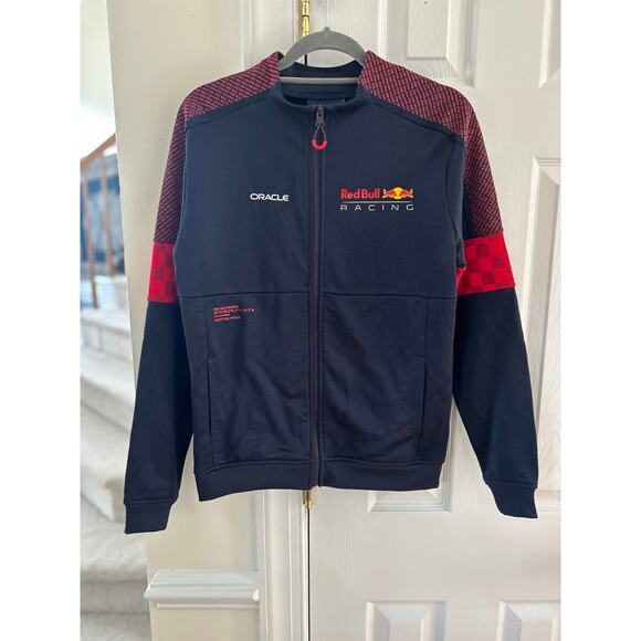 Oracle Red Bull Racing Navy & Red Graphic Track Bomber Zip Up Jacket - Picture 1 of 8